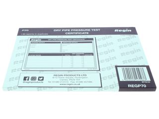 Regin REGP70 Dry Pipe Pressure Test Certificates
