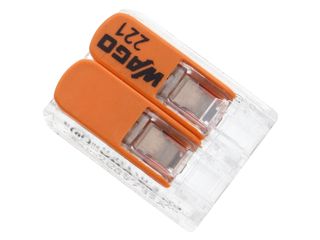 BX X 100 WAGO 221-412 2 WAY COMPACT LEVER CONNECTOR - CLEAR/ORANGE