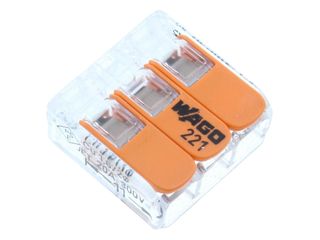BX X 50 WAGO 221-413 3 WAY COMPACT LEVER CONNECTOR - CLEAR/ORANGE