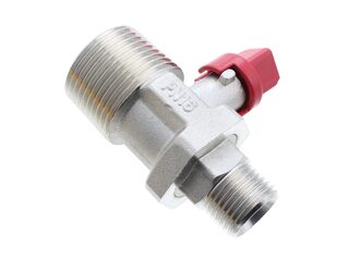 ULTRA COMPACT FUEL TANK VALVE 1" BSP X 1/2" BSP WITH SQUARE HEAD ADAPT
