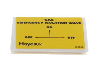 HAYES 663053 GAS EMERGENCY ISOLATION VALVE LABELS (10 PACK)
