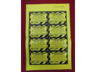 UNSAFE APPLIANCE STICKERS