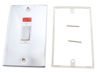 DECO VPCH503WH 45A INGOT 2GANG DOUBLE POLE SWITCH NEON WHITE CHROME