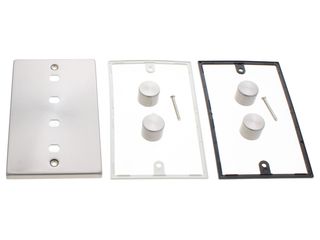 DECO VPSC154PL 2 GANG DIMMER PLATE & KNOBS 4 APERTURES SATIN CHROME