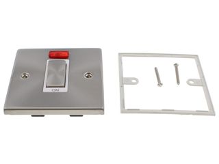 DECO VPSC501WH 45AINGOT 1GANG DOUBLE POLE SWITCH NEON WHT SATIN CHROME