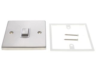DECO VPSC722WH 20A INGOT DOUBLE POLE SWITCH - WHITE - SATIN CHROME