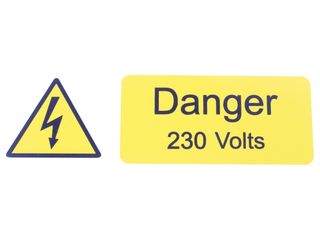 INDUSTRIAL SIGNS IS1805RP DANGER 230 VOLTS SIGN
