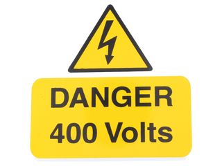 INDUSTRIAL SIGNS IS2505RP RIGID SELF ADHESIVE PVC - DANGER 400 VOLTS S