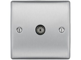 BG NBS60-01 BRUSHED STEEL 1 GANG CO-AXIAL SOCKET