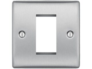 BG NBSEMS1-01 BRUSHED STEEL 1 MODULE FRONT PLATE (25 X 50)