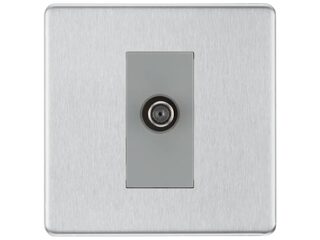 BG BRUSHED STEEL 1 GANG SATELLITE SOCKET - SCREWLESS FLATPLATE