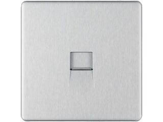BG BRUSHED STEEL 1 GANG TELEPHONE SOCKET MASTER SCREWLESS FLATPLATE