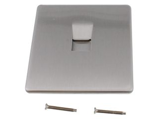 BG BRUSHED STEEL 1 GANG TELEPHONE SOCKET SCREWLESS FLATPLATE