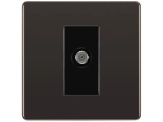 BG FBN64-01 1 GANG SATELLITE SOCKET SCREWLESS FLATPLATE BLACK NICKEL