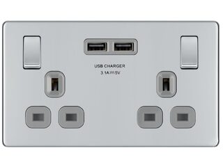 BG FPC22U3G-01 13A 2 GANG SWITCHED SOCKET USB