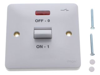 HAGER WMDP50N 50A DOUBLE POLE SWITCH 1 GANG WITH LED INDICATOR WHITE