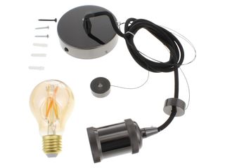 4LITE SMART 4L1/7003 LED SINGLE PENDANT BLACKENED SILVER ST64 AMBER E2