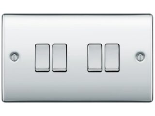 BG NPC44-01 QUADRUPLE SWITCH 10AX 2 WAY POLISHED CHROME