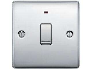 BG NPC31-01 POLISHED CHROME 20A DOUBLE POLE SWITCH WITH POWER INDICA