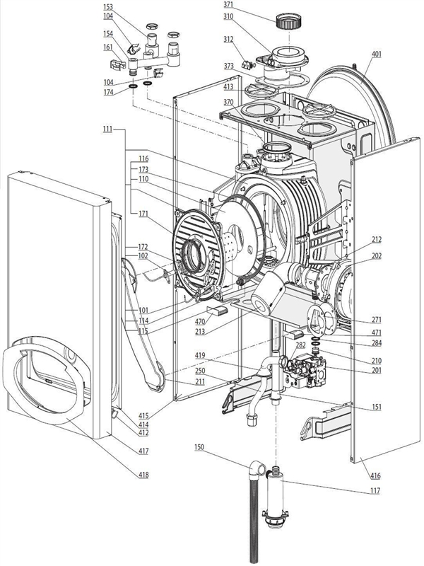 Exploded Diagram for BURNER/FAN/VALVE/CASE