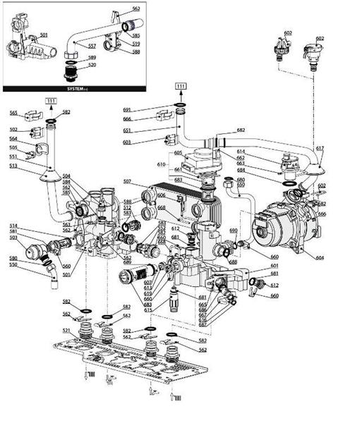 Exploded Diagram for FLOW/RETURN GROUPS