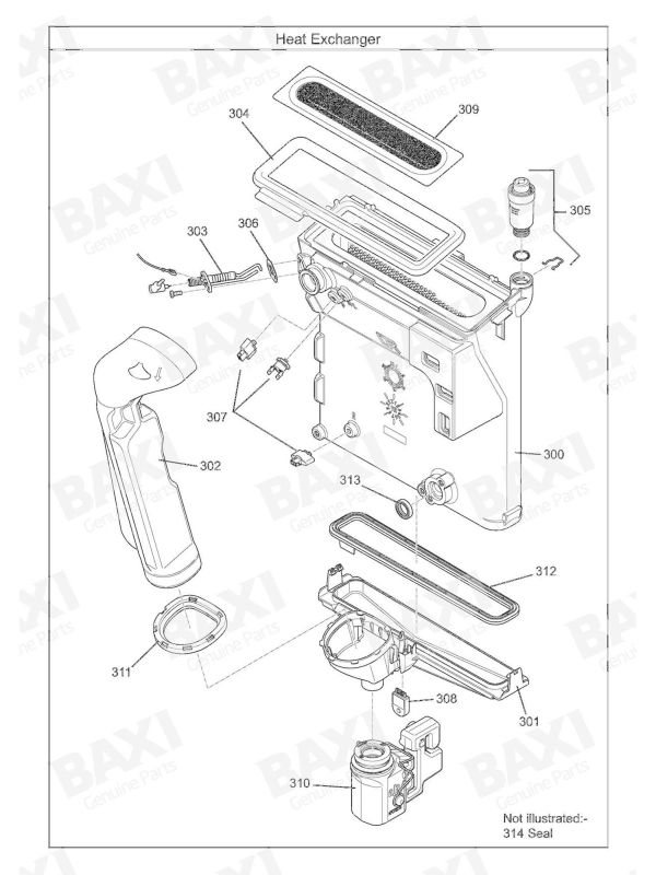 Exploded Diagram for HEAT EXHCANGER