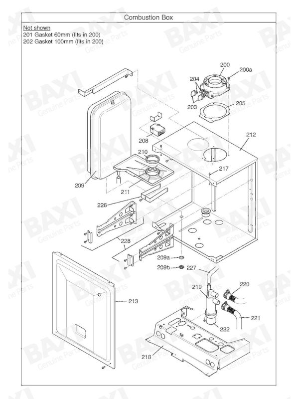 Exploded Diagram for COMBUSTION BOX