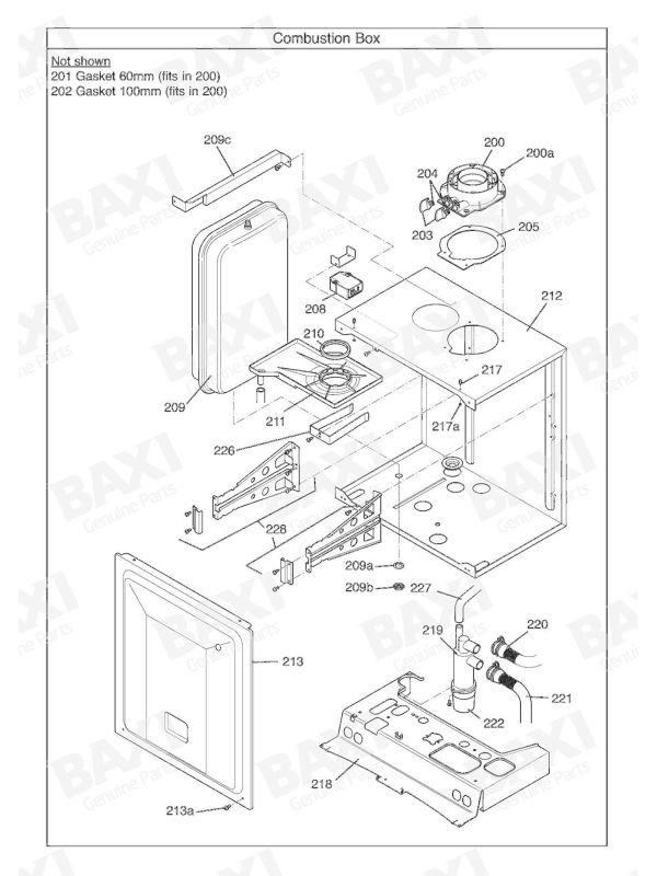 Exploded Diagram for COMBUSTION BOX