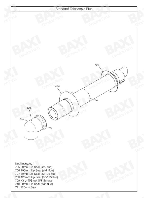 Exploded Diagram for STANDARD TELESCOPIC FLUE