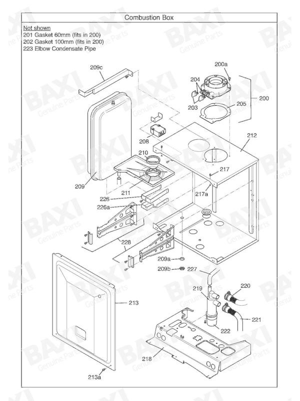Exploded Diagram for COMBUSTION BOX
