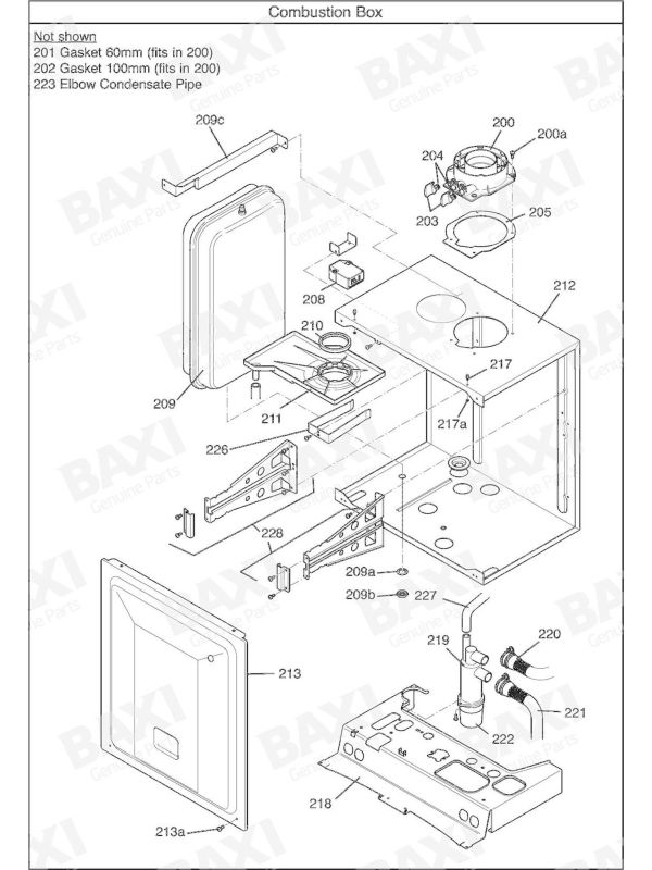 Exploded Diagram for COMBUSTION BOX