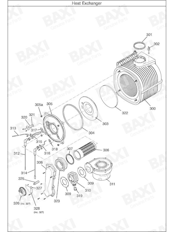 Exploded Diagram for HEAT EXCHANGER