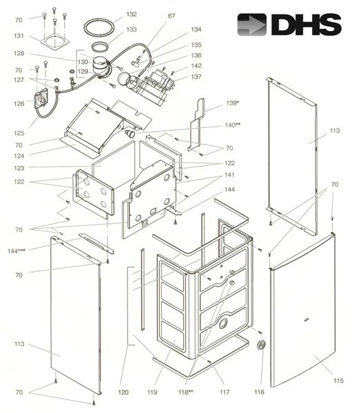 Exploded Diagram for FAN, COMB CHAM & CASE PANELS