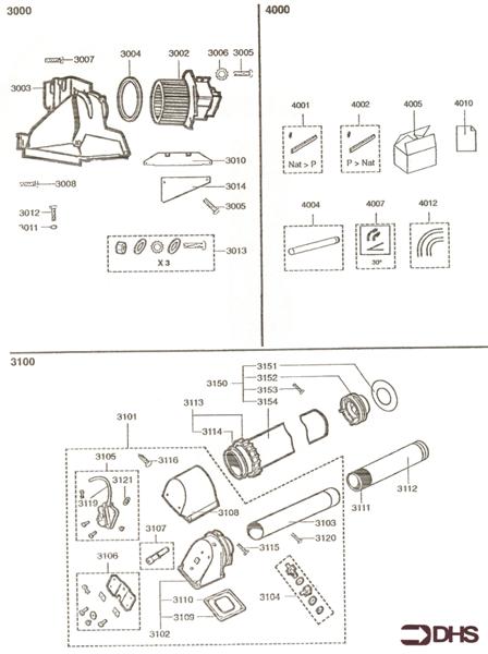 Exploded Diagram for FAN ASSY - HORIZONTAL FLUE ASS