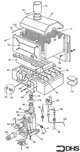 Exploded Diagram for GAS TRAIN & COMBUSTION CHAMBER