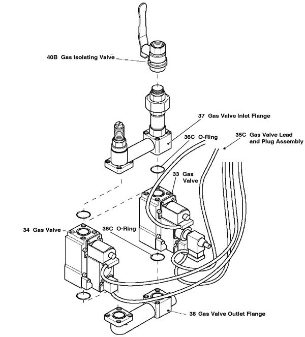 Exploded Diagram for GAS TRAIN ASSEMBLY NAT GAS