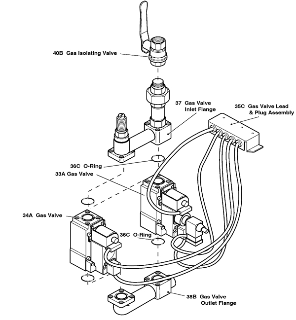 Exploded Diagram for GAS TRAIN ASSEMBLY NAT GAS