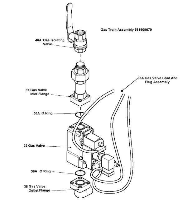 Exploded Diagram for GAS TRAIN ASSEMBLY NAT GAS