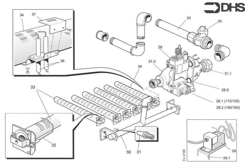 Exploded Diagram for GAS LINE ASSY 110/H-160/H