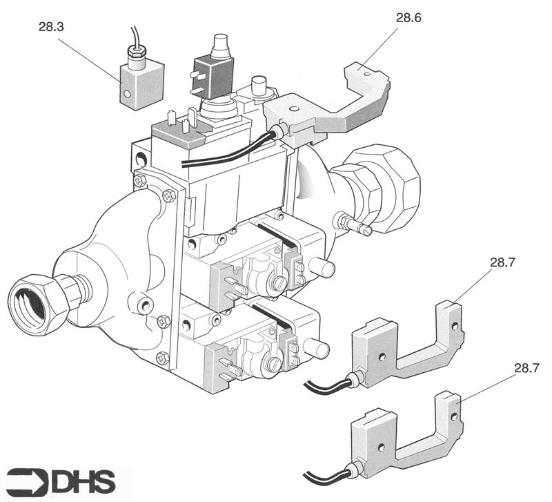 Exploded Diagram for GAS VALVE LEADS 180/H