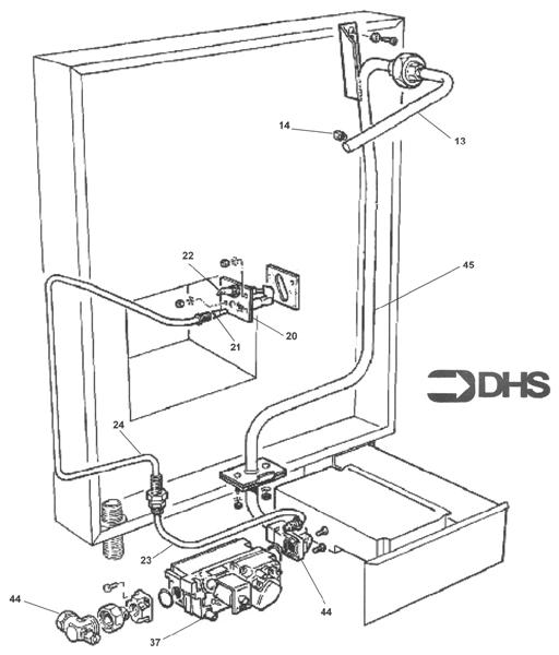 Exploded Diagram for GAS LINES AND GAS VALVE ASSY