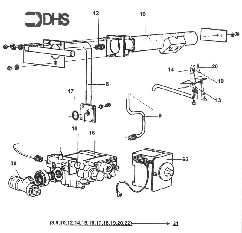 Exploded Diagram for BURNER AND CONTROLS ASSY