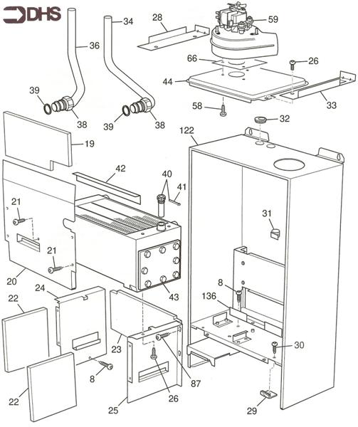 Exploded Diagram for COMBUSTION BOX / HEAT XCR. ASS