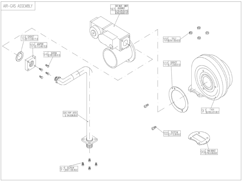 Exploded Diagram for AIR - GAS ASSY