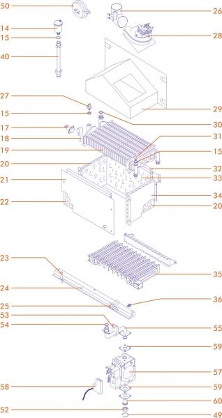 Exploded Diagram for HEAT EXC ASSY