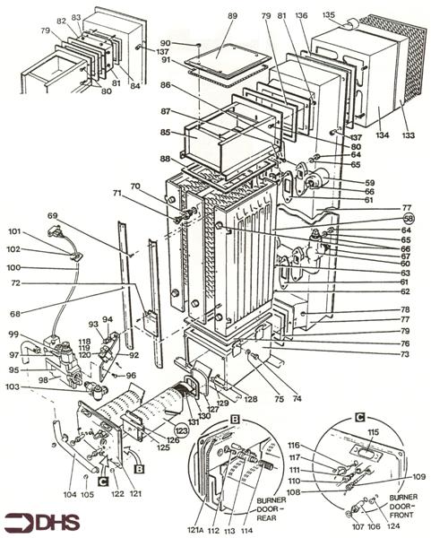 Exploded Diagram for BOILER 800B TO SN 9103001325