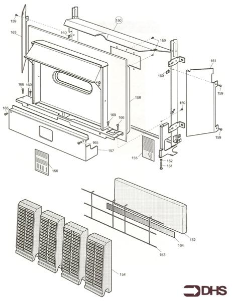 Exploded Diagram for FIREBOX/ HEAT EXCH. APR 96 - J
