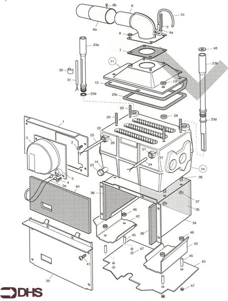 Exploded Diagram for FAN/ FLUEHOOD/ HEAT EXCHANGER