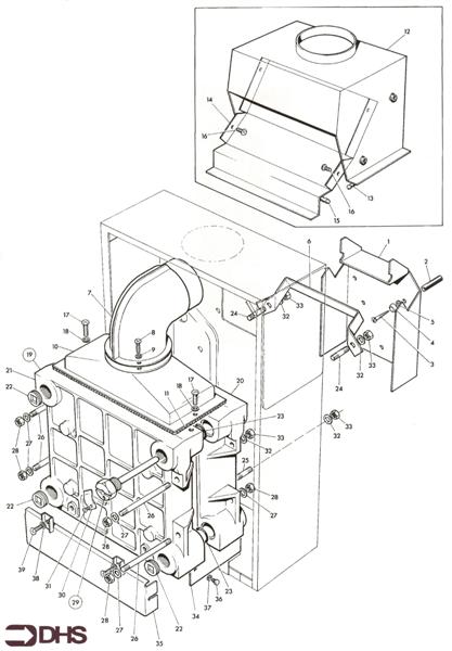 Exploded Diagram for FLUEHOOD AND HEAT EXCHANGER AS