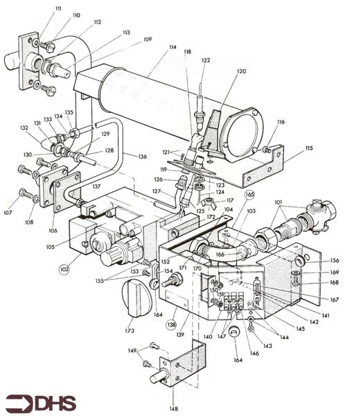 Exploded Diagram for GAS CONTROLS / BURNER AND TERM